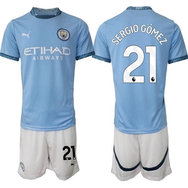 2024-25 Manchester City #21 Sergio Gomez Blue Home Soccer Jersey