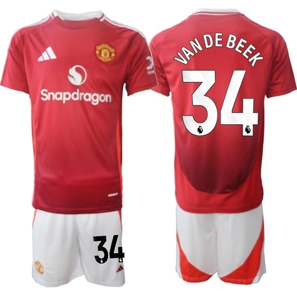 2024-25 Manchester United #34 Donny van de Beek Red Home Soccer Jersey