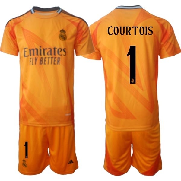 2024-25 Real Madrid #1 Thibault Courtois Yellow Away Soccer Jersey