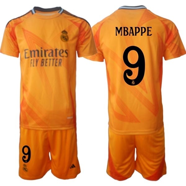 2024-25 Real Madrid #9 Kylian Mbappe Yellow Away Soccer jersey