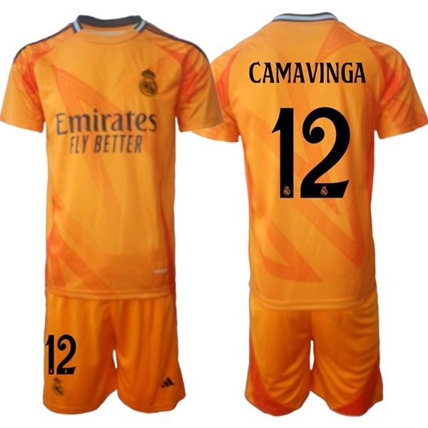 2024-25 Real Madrid #12 Eduardo Camavinga Yellow Away Soccer jersey