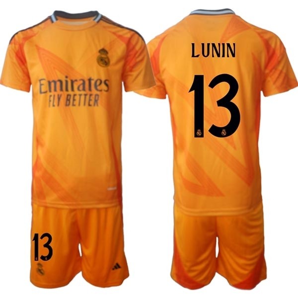 2024-25 Real Madrid #13 Andriy Lunin Yellow Away Soccer jersey