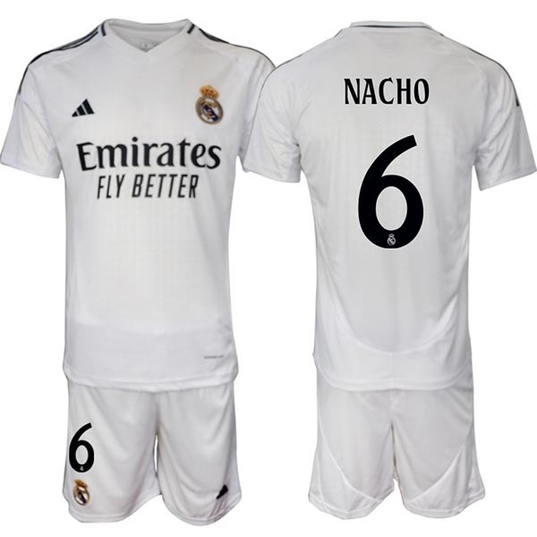 2024-25 Real Madrid #6 Nacho White Home Soccer jersey