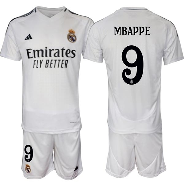 2024-25 Real Madrid #9 Kylian Mbappe White Home Soccer jersey