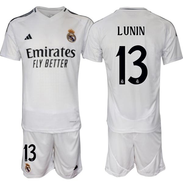 2024-25 Real Madrid #13 Andriy Lunin White Home Soccer jersey