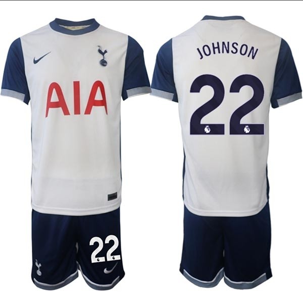 2024-25 Tottenham Hotspur #22 Brennan Johnson White Home Soccer Jersey