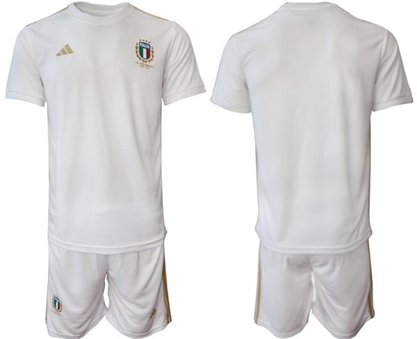 Italy 2023 Adidas 125th Anniversary Kit Blank White Soccer Jersey