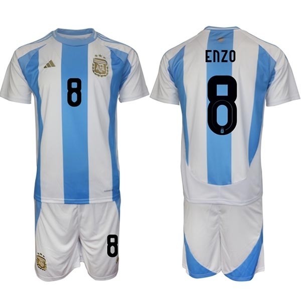 2024-25 Argentina #8 Enzo Fernandez White-Blue Home Soccer Jersey