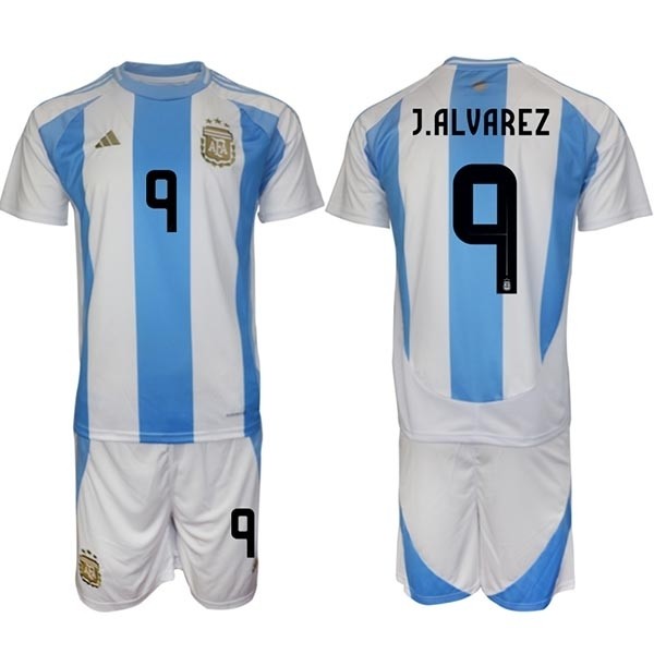 2024-25 Argentina #9 J.Alvarez White-Blue Home Soccer Jersey