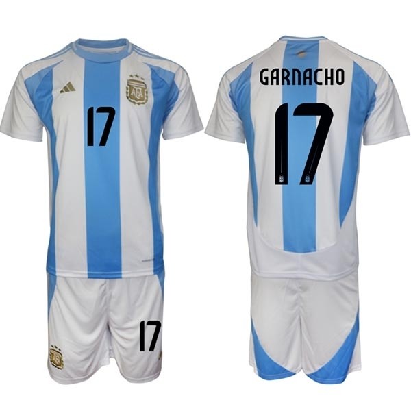 2024-25 Argentina #17 Alejandro Garnacho White-Blue Home Soccer Jersey