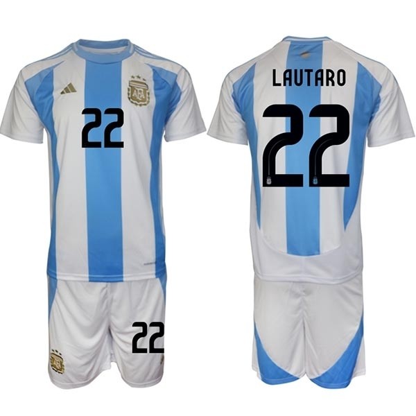 2024-25 Argentina #22 Lautaro Martinez White-Blue Home Soccer Jersey