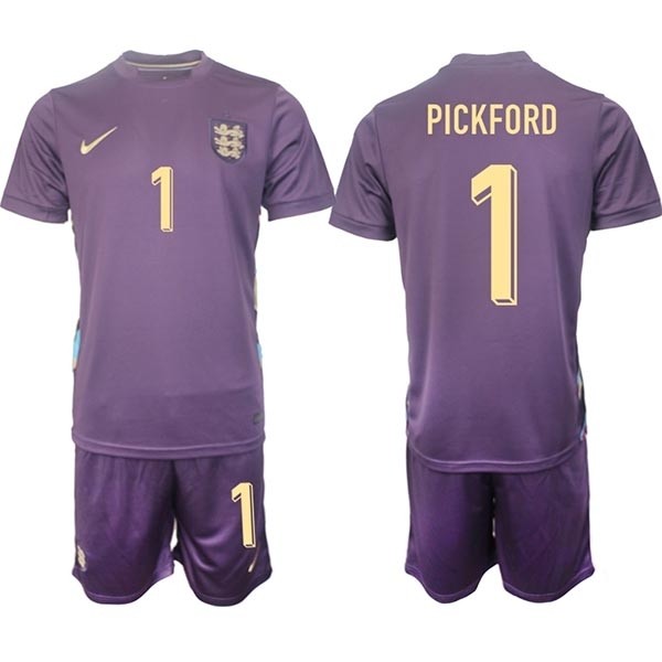 2024-25 England #1 Jordan Pickford Purple Away Soccer Jersey