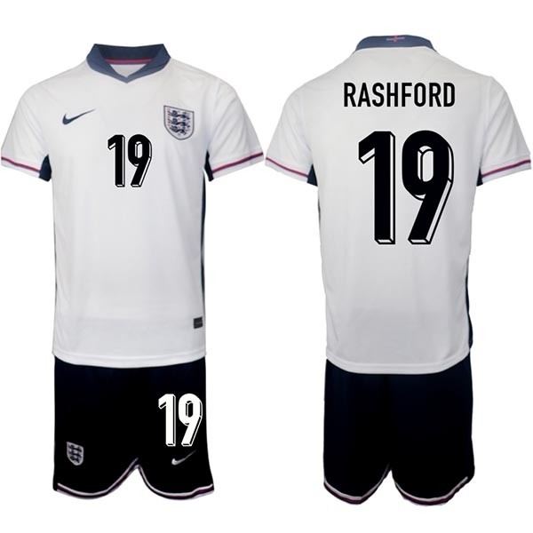 2024-25 England #19 Marcus Rashford White Home Soccer Jersey