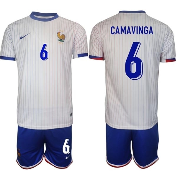 2024-25 France #6 Eduardo Camavinga White Away Soccer Jersey