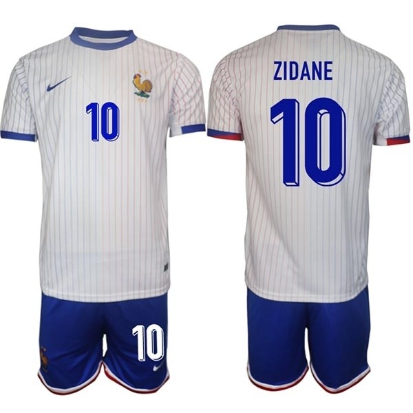 2024-25 France #10 Zinedine Zidane White Away Soccer Jersey