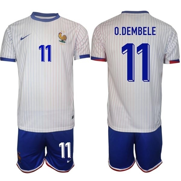 2024-25 France #11 O.Dembele White Away Soccer Jersey