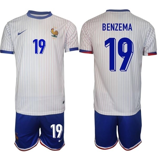 2024-25 France #19 Karim Benzema White Away Soccer Jersey