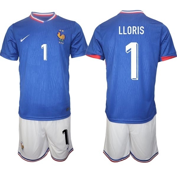 2024-25 France #1 Hugo Lloris Blue Home Soccer Jersey