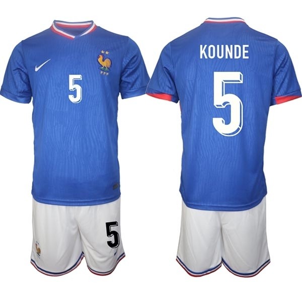 2024-25 France #5 Jules Kounde Blue Home Soccer Jersey