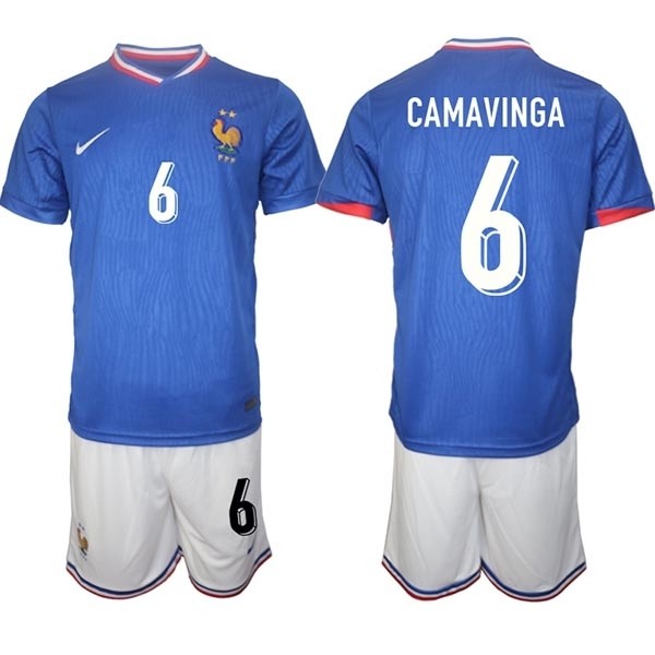 2024-25 France #6 Eduardo Camavinga Blue Home Soccer Jersey