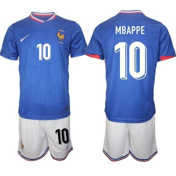 2024-25 France #10 Kylian Mbappe Blue Home Soccer Jersey