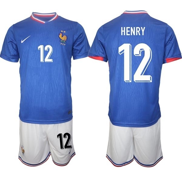 2024-25 France #12 Thierry Henry Blue Home Soccer Jersey