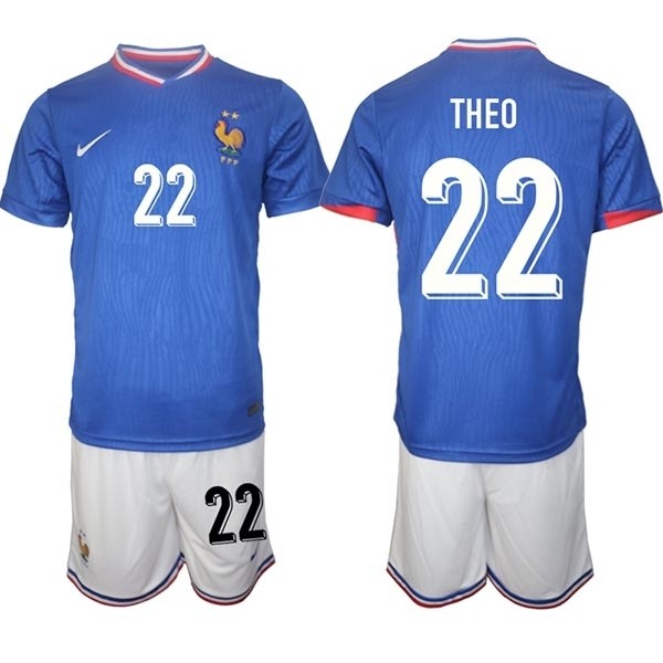 2024-25 France #22 Theo Hernandez Blue Home Soccer Jersey