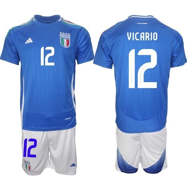 2024-25 Italy #12 Guglielmo Vicario Blue Home Soccer Adidas Jersey