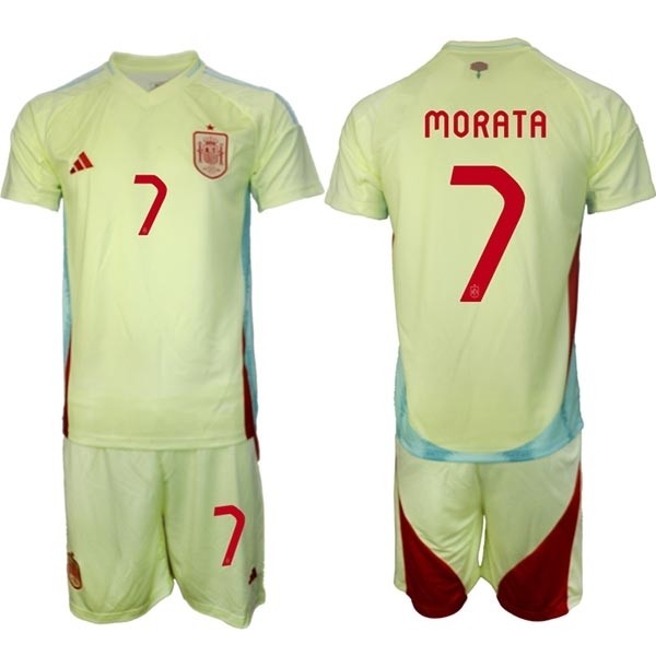 2024-25 Spain #7 Alvaro Morata Yellow Away Soccer Adidas Jersey