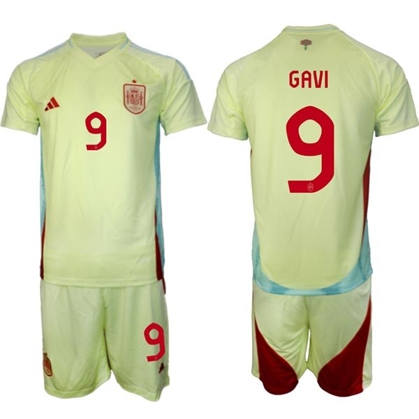 2024-25 Spain #9 Gavi Yellow Away Soccer Adidas Jersey