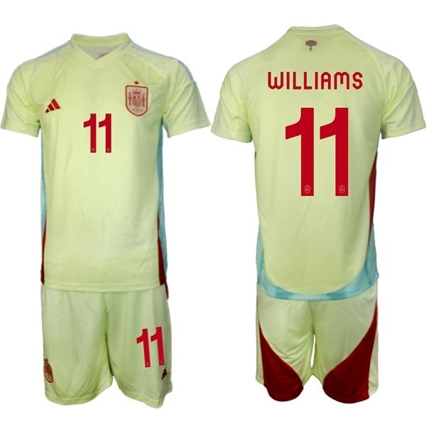 2024-25 Spain #11 Nico Williams Yellow Away Soccer Adidas Jersey