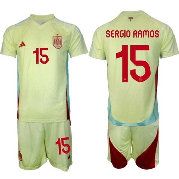 2024-25 Spain #15 Sergio Ramos Yellow Away Soccer Adidas Jersey