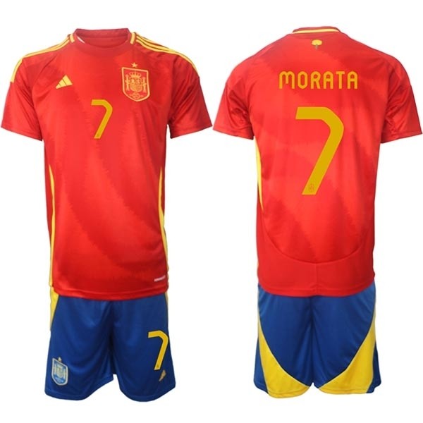 2024-25 Spain #7 Alvaro Morata Red Home Soccer Adidas Jersey