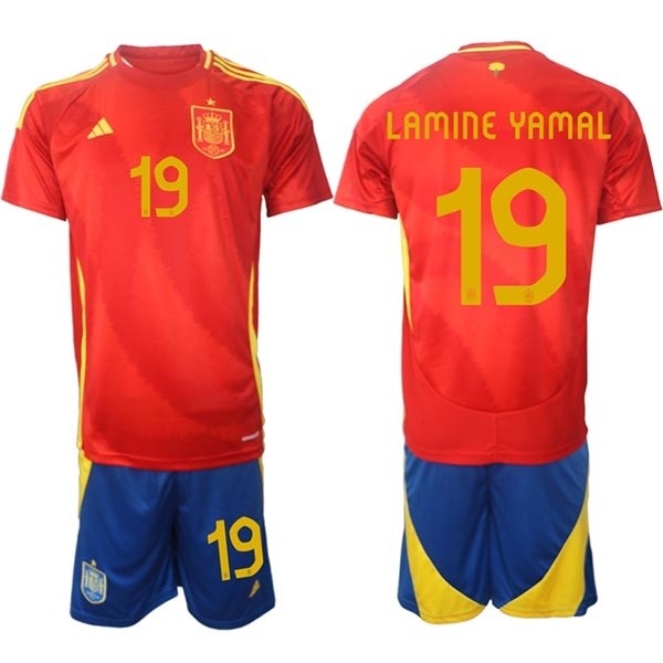 2024-25 Spain #19 Lamine Yamal Red Home Soccer Adidas Jersey