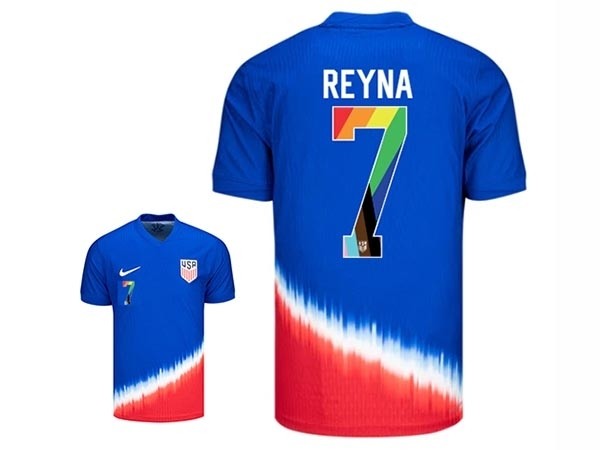 2024-25 USA #7 Reyna Blue Away Soccer Jersey