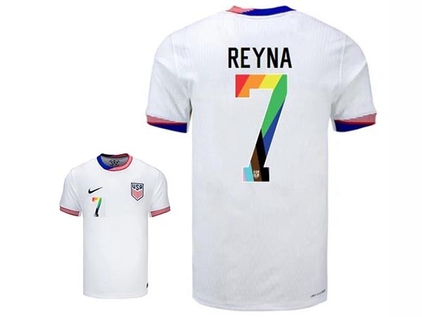 2024-25 USA #7 Reyna White Home Soccer Jersey