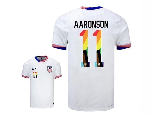 2024-25 USA #11 Aaronson White Home Soccer Jersey