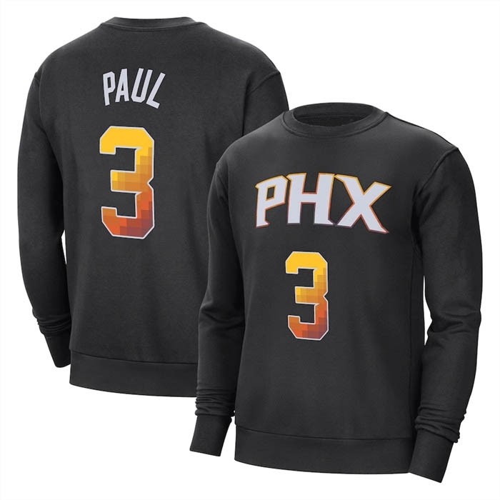 Men's Phoenix Suns #3 Chris Paul Black Long Sleeve T-Shirt