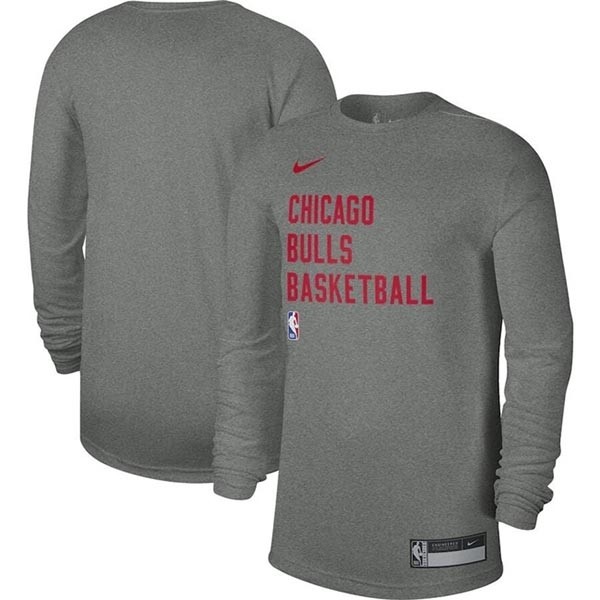 Men's Chicago Bulls Heather Gray 2023-24 Legend On-Court Practice Long Sleeve T-Shirt