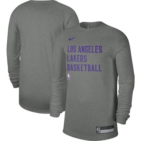 Men's Los Angeles Lakers Heather Gray 2023-24 Legend On-Court Practice Long Sleeve T-Shirt