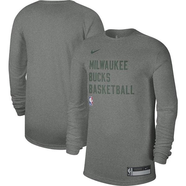 Men's Milwaukee Bucks Grey 2023-24 Legend On-Court Practice Long Sleeve T-Shirt