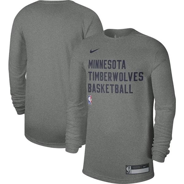 Men's Minnesota Timberwolves Heather Gray 2023-24 Legend On-Court Practice Long Sleeve T-Shirt