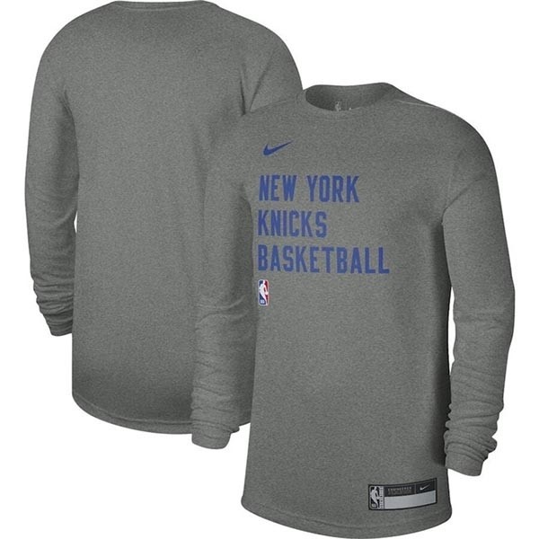 Men's New York Knicks Heather Gray 2023-24 Legend On-Court Practice Long Sleeve T-Shirt