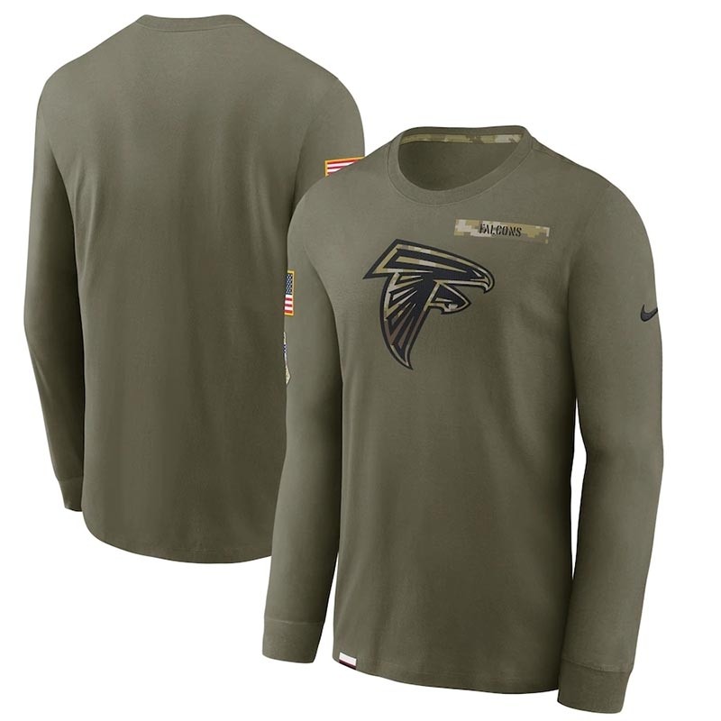 Men's Atlanta Falcons Nike Olive 2021 Salute To Service Performance Long Sleeve T-Shirt