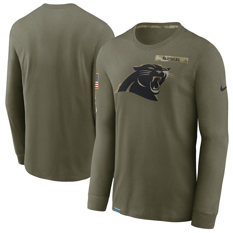 Men's Carolina Panthers Nike Olive 2021 Salute To Service Performance Long Sleeve T-Shirt