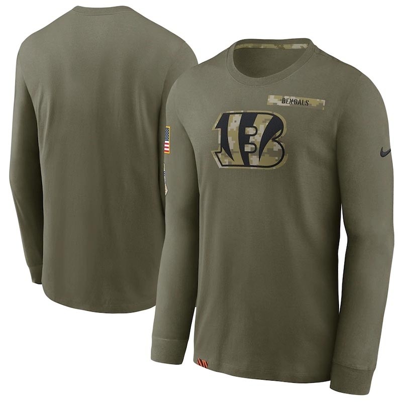 Men's Cincinnati Bengals Nike Olive 2021 Salute To Service Performance Long Sleeve T-Shirt