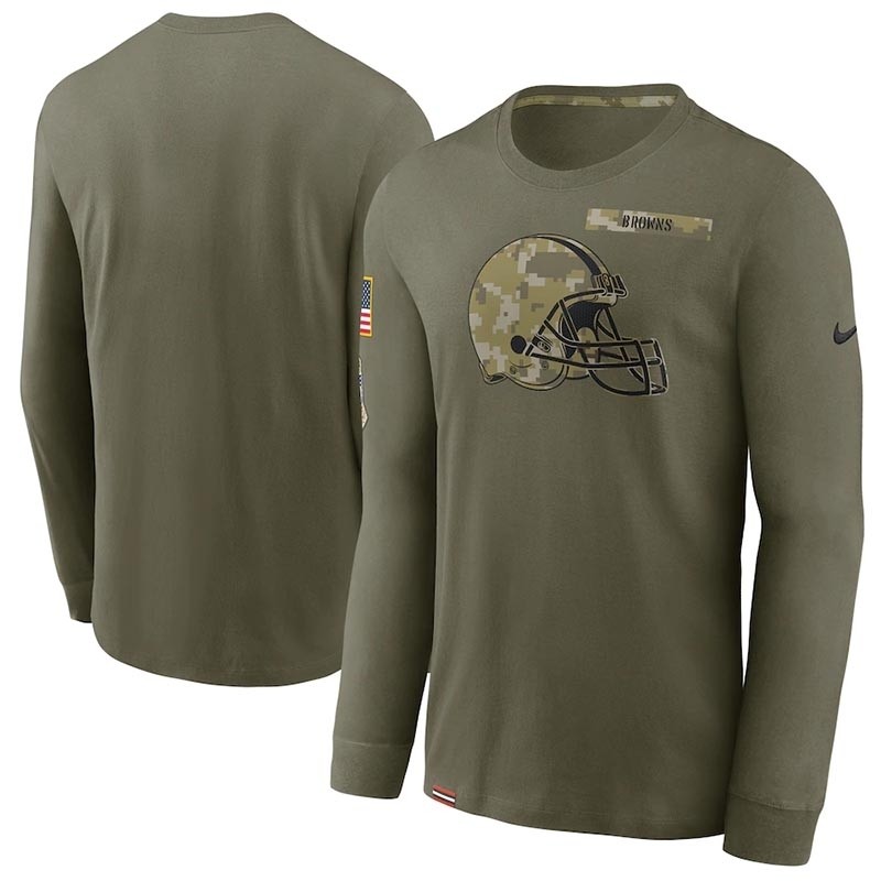 Men's Cleveland Browns Nike Olive 2021 Salute To Service Performance Long Sleeve T-Shirt