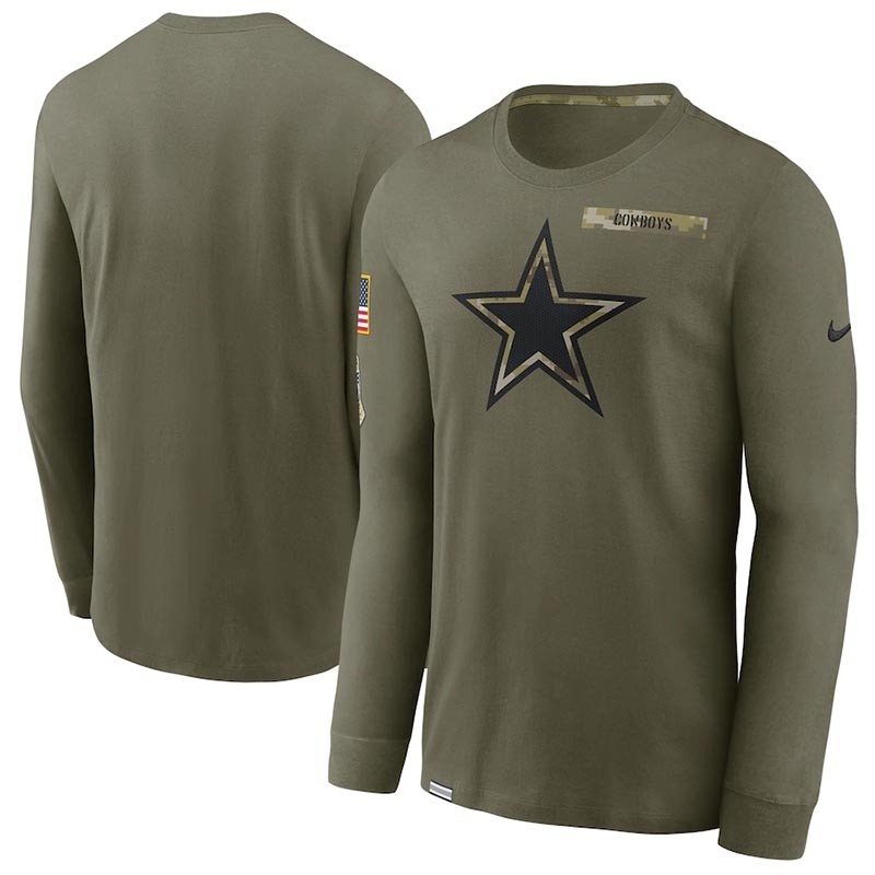 Men's Dallas Cowboys Nike Olive 2021 Salute To Service Performance Long Sleeve T-Shirt