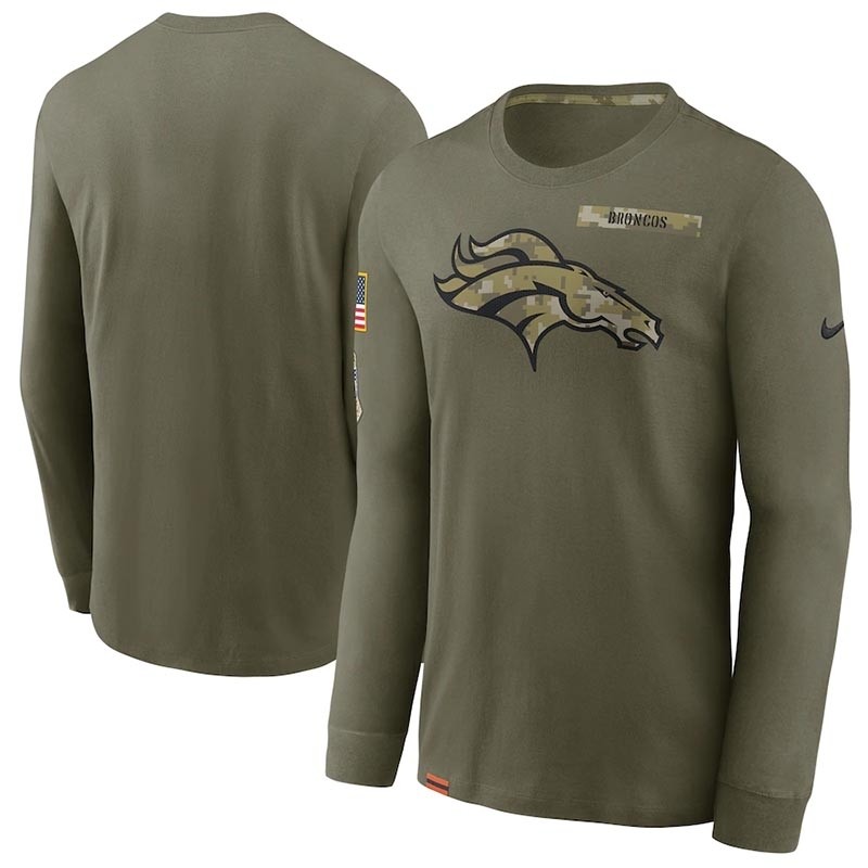 Men's Denver Broncos Nike Olive 2021 Salute To Service Performance Long Sleeve T-Shirt