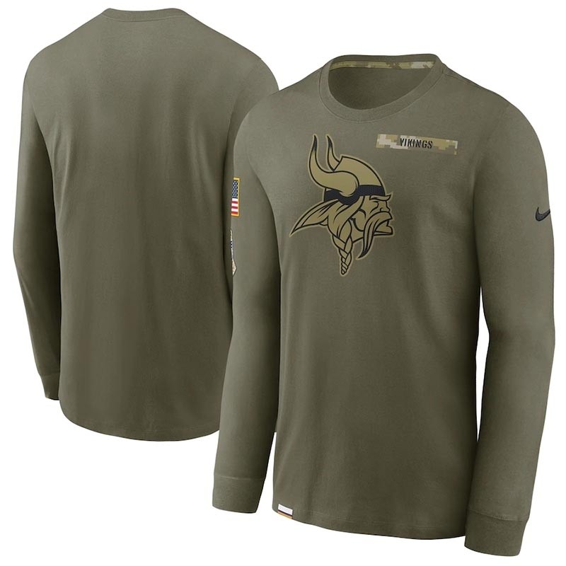 Men's Minnesota Vikings Nike Olive 2021 Salute To Service Performance Long Sleeve T-Shirt